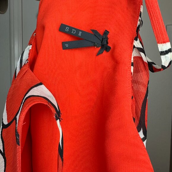 Vintage Mod Pattern Babydoll Dress Orange Abstract Dress - Picture 3 of 6